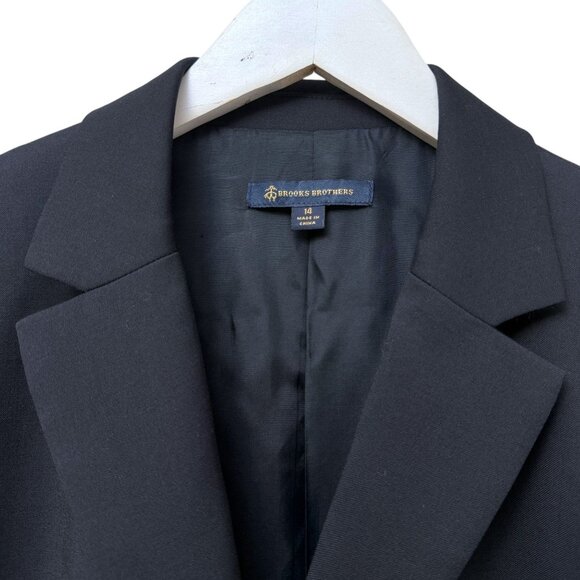 BROOKS BROTHERS Womens Navy Blue Blazer Size14 Italian Wool Goldtone Logo Button - Picture 4 of 16